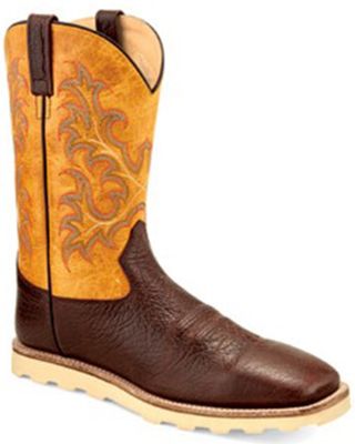 Old West Men's Yellow Shaft Western Boots - Broad Square Toe