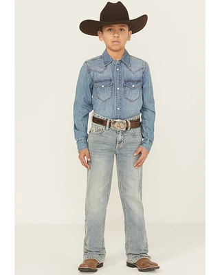 Rock & Roll Denim Boys' Light Wash Bootcut Stretch Jeans