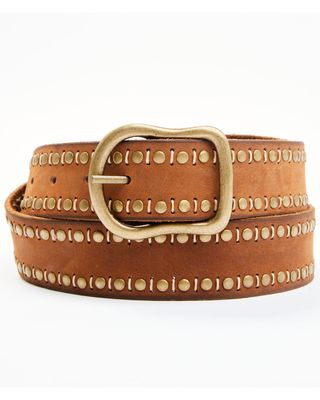 Free People Women's Brown Studded Leather Belt