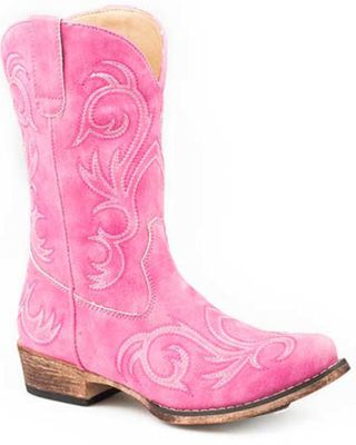 Roper Girls' All Over Embroidery Western Boots - Square Toe