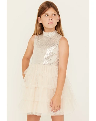 Sugar California Girls' Sequin Ruffle Sleeveless Dress