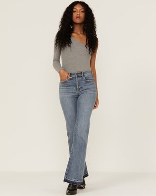 Sneak Peek Women's Vintage High Rise Release Hem Flare Jeans