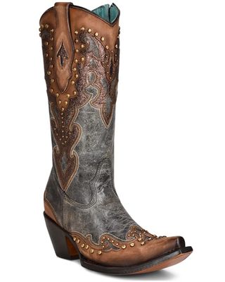 Corral Women's Almond Laser Western Boots - Snip Toe