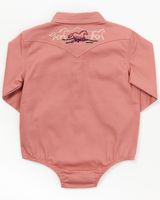 Wrangler Infant-Girls' Pink Long Sleeve Baby Cowgirl Onesie