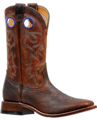 Boulet Men's Bison Shrunken Old Town Stockman Cowboy Boots - Broad Square Toe