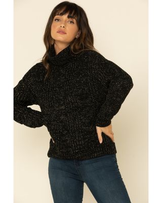 Rock & Roll Denim Women's Lurex Knit Turtleneck Sweater