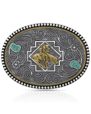 Montana Silversmiths Women's Country Roads End Of Trail Turquoise Belt Buckle
