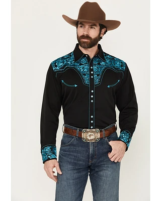 Scully Men's Gunfighter Embroidered Long Sleeve Snap Western Shirt