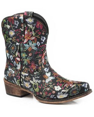 Roper Women's Ingrid Floral Western Booties - Snip Toe