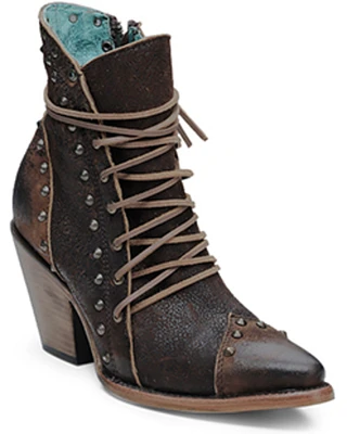 Corral Women's Studded Lace-Up Fashion Boots - Snip Toe