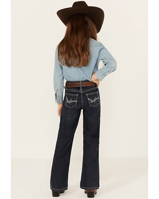 Wrangler Girls' "W" Swish Embroidery Bootcut Jeans