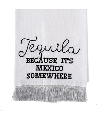 Totalee Gift Tequila Silver Fringe Tea Towel