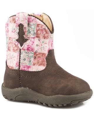 Roper Infant Girls' Floral Shine Sequin Cowbabies Boots - Round Toe