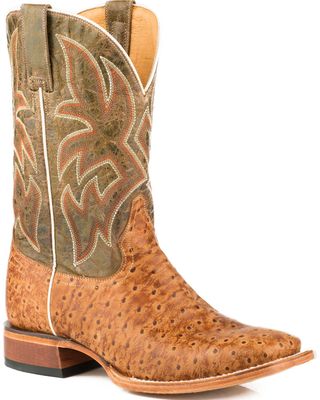 Roper Men's Stretch Embossed Ostrich Cowboy Boots - Square Toe