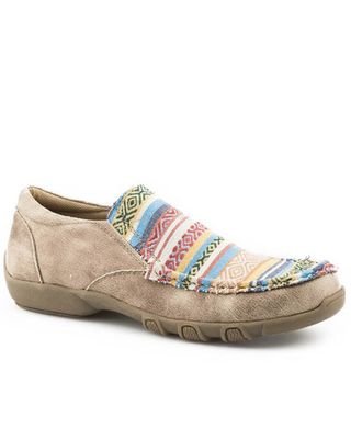 Roper Women's Vintage Beige Multicolor Shoes - Moc Toe