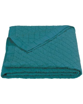 HiEnd Accents Diamond Pattern Turquoise Linen Full/Queen Quilt