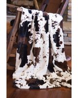 Carstens Home Faux Fur Cowhide Plush Throw Blanket