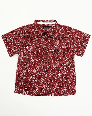 Cowboy Hardware Toddler Boys' Paisley Print Short Sleeve Snap Stretch Western Shirt