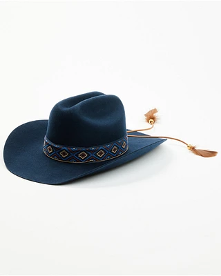 Shyanne Women's Southwestern Print Band Feathered Felt Cowboy Hat