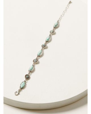 Shyanne Women's Turquoise & Silver Bead Station Bracelet