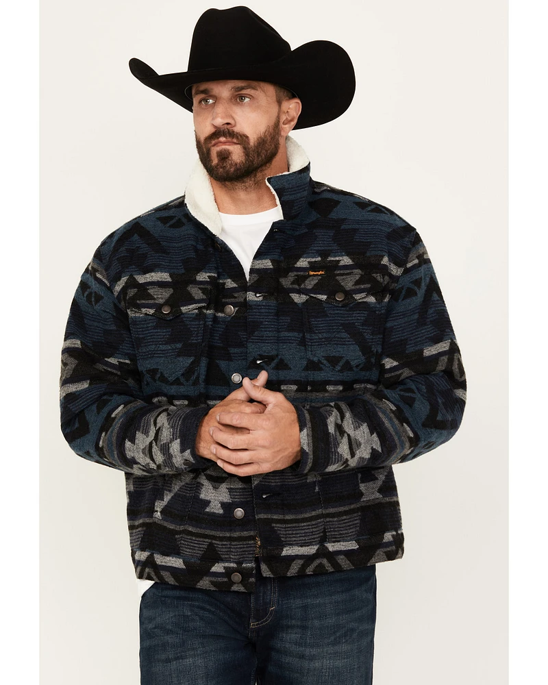 Wrangler Men's Southwestern Print Sherpa Lined Jacket