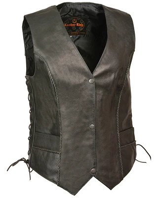 Milwaukee Leather Women's Thin Braid Snap Front Vest