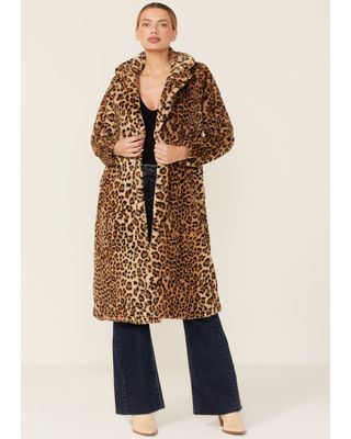 Molly Bracken Women's Beige Leopard Faux Fur Coat