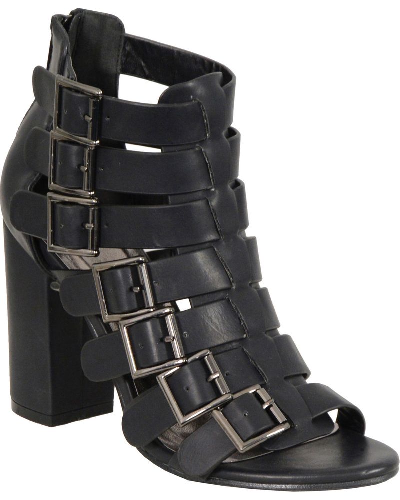 Milwaukee Leather Women's Black Block Heel Strappy Sandals