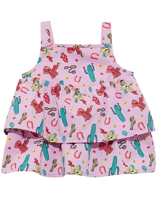 Wrangler Toddler Girls' Conversational Print Ruffle Tank