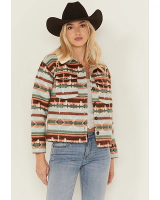 Rock & Roll Denim Women's Southwestern Print Sherpa Jacket