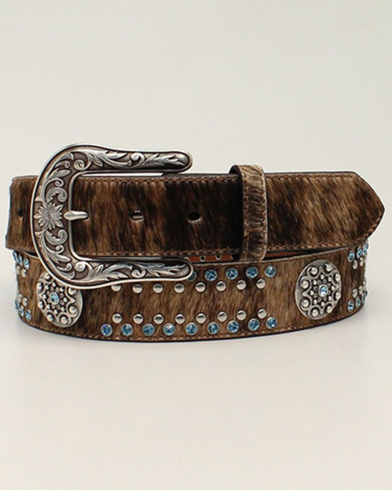 M & F Western Women's Calf Hair Concho Studded Belt