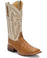 Justin Men's Pascoe Full-Quill Ostrich Western Boots - Broad Square Toe