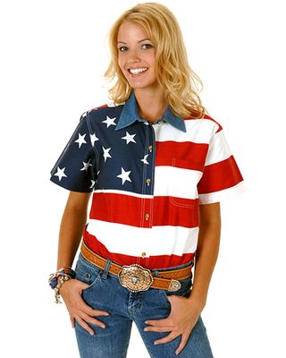 Roper Women's American Flag Short Sleeve Western Shirt
