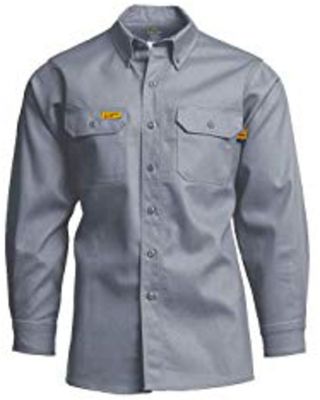 Lapco Men's FR Solid Long Sleeve Button Down Uniform Shirt