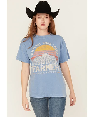 Cleo + Wolf Women's Support Your Local Farmer Short Sleeve Oversized Graphic Tee