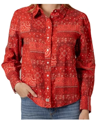 Kimes Ranch Women's Winnie Bandana Print Long Sleeve Button-Down Western Shirt