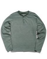 United By Blue Men's Moss Green Eco Knit Thermal Henley Long Sleeve Shirt