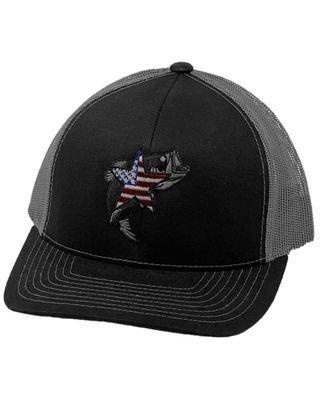 Oil Field Hats Men's American Flag Bass Embroidered Ball Cap
