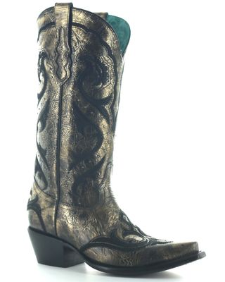 Corral Women's Embroidered Metallic Western Boots - Snip Toe