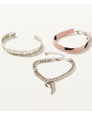Prime Time Jewelry Women's Disco Cowgirl Steer Head Chain & Cuff Bracelet Set - 3-Piece