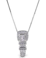 Kelly Herd Women's Clear Ranger Style Buckle Pendant Necklace