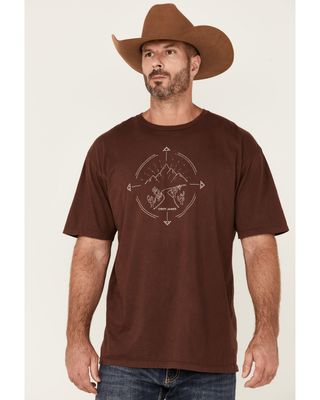 Cody James Men's Heather Burgundy Desert Compass Graphic Short Sleeve T-Shirt