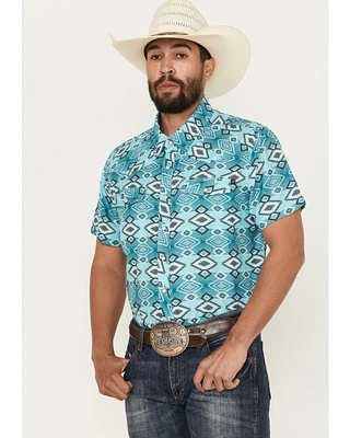 Rock & Roll Denim Men's TEK Southwestern Print Short Sleeve Snap Western Shirt