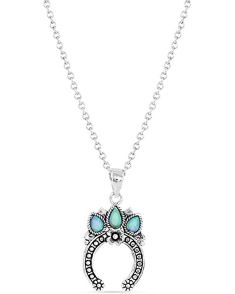 Montana Silversmiths Women's Silver & Turquoise Squash Blossom Pendant Necklace
