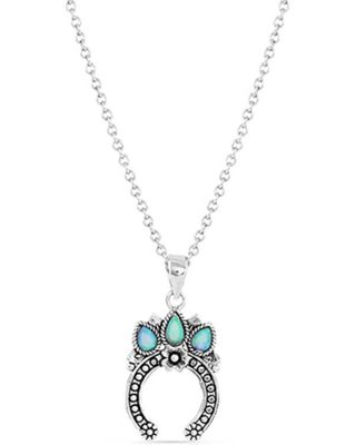 Montana Silversmiths Women's Silver & Turquoise Squash Blossom Pendant Necklace