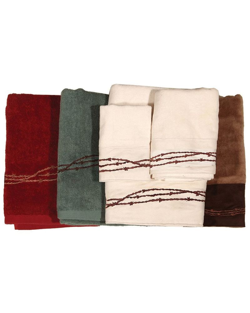 HiEnd Accents Three-Piece Embroidered Barbed Wire Bath Towel Set - Brown