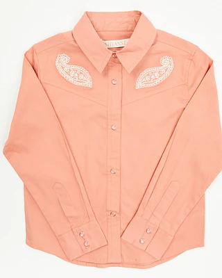 Shyanne Toddler Girls' Cedar Embroidered Long Sleeve Pearl Snap Stretch Western Shirt