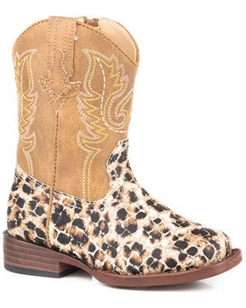 Roper Toddler Girls' Glitter Leopard Western Boots - Square Toe