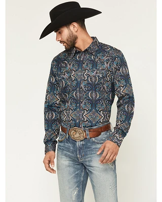 Moonshine Spirit Men's Show Stopper Floral Print Long Sleeve Snap Western Shirt