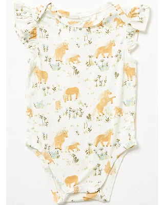 Angel Dear Infant Girls' Pretty Ponies Ruffle Sleeve Snap Onesie